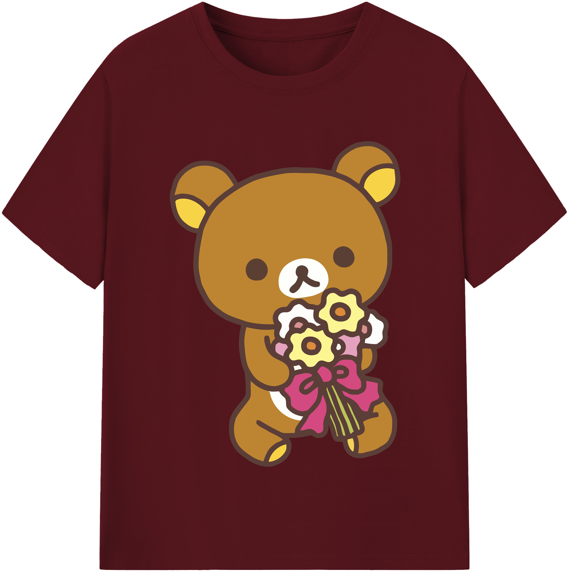 （画像用） リラックマ リラックマ キイロイトリ Rilakkuma Korilakkuma Kiiroitori 綿100％半袖Tシャツ（フロントプリント）